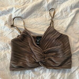 Windsor Brown Ribbed Tie Front Camisole